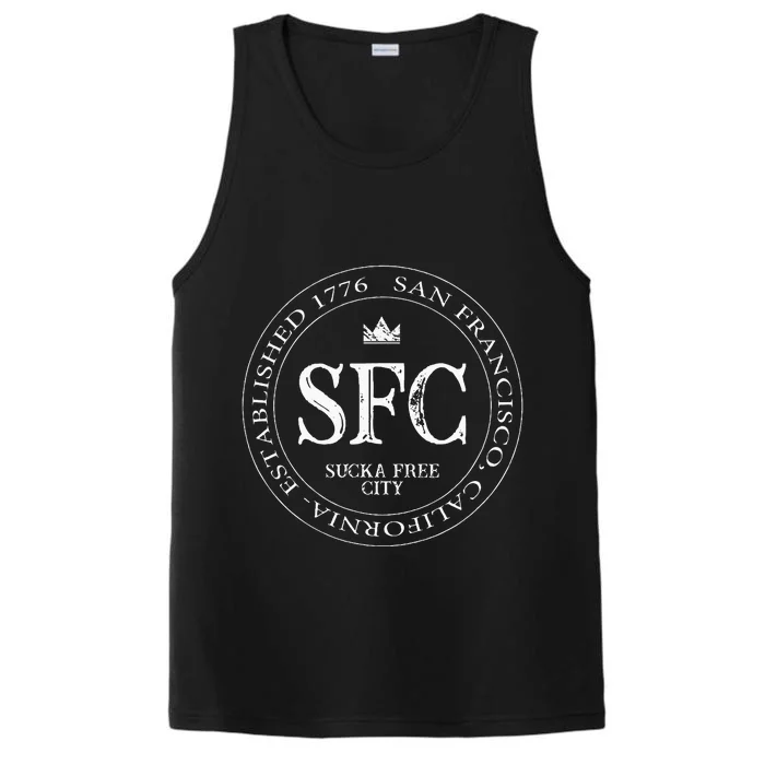 San Francisco Sucka Free City Sf Patch Badge Logo Performance Tank