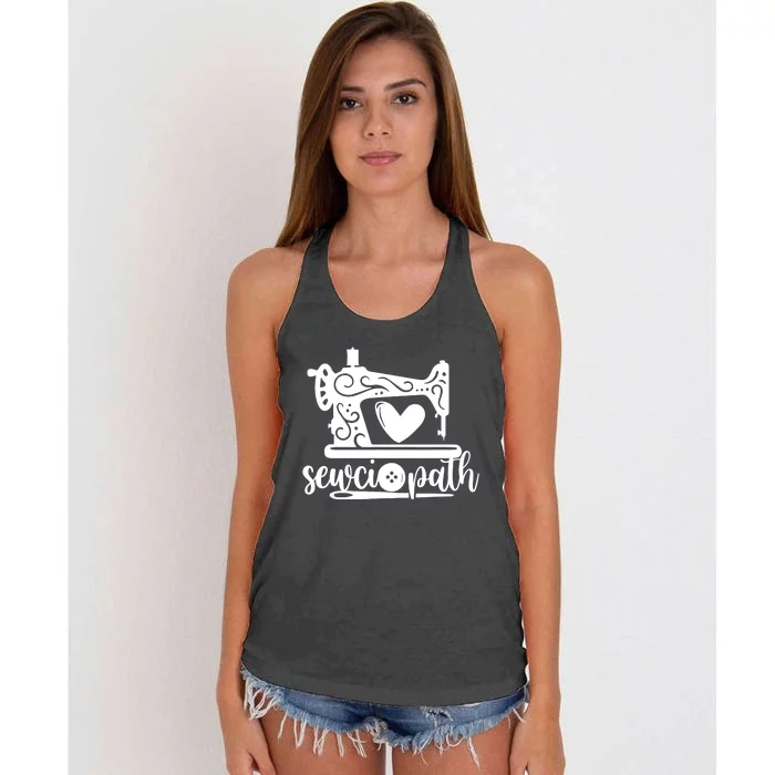 Sewciopath Funny Sewing Lover Sewer Tailor Sewing Machine Women's Knotted Racerback Tank