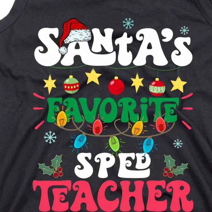 SantaS Favorite Sped Teacher Santa Hat Xmas Light Christmas Tank Top