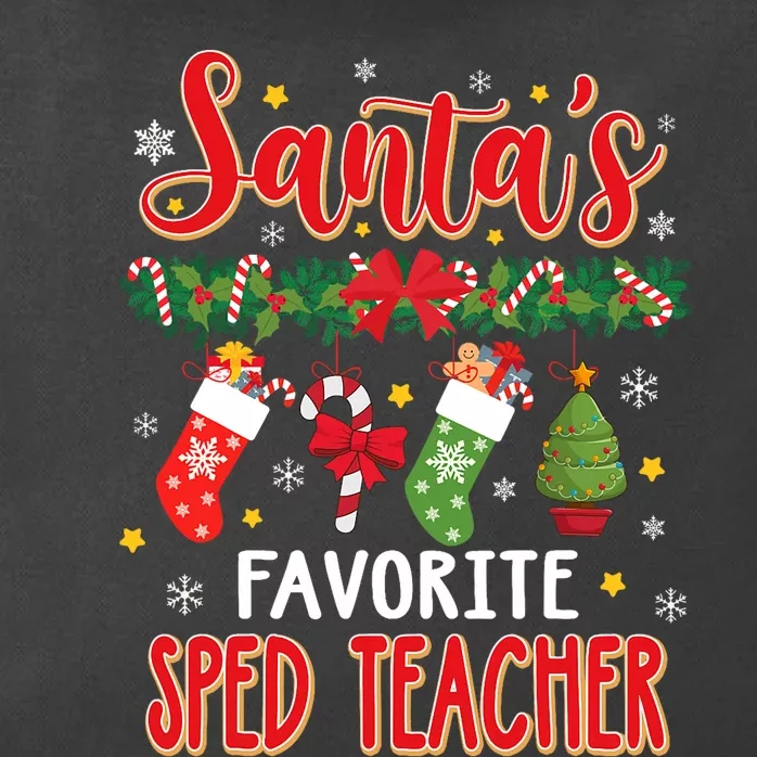 SantaS Favorite Sped Teacher Santa Hat Xmas Zip Tote Bag