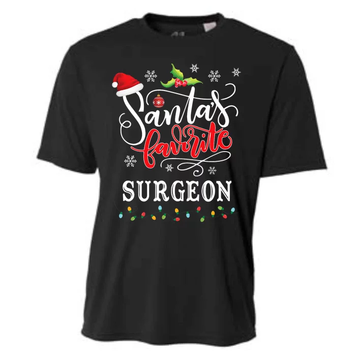 SantaS Favorite Surgeon Santa Hat Christmas Light Cooling Performance Crew T-Shirt