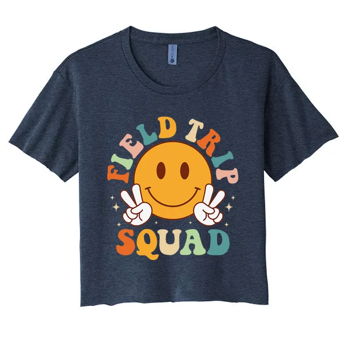 School Fieldtrip Squad Groovy Field Day 2024 Teacher Women's Crop Top Tee