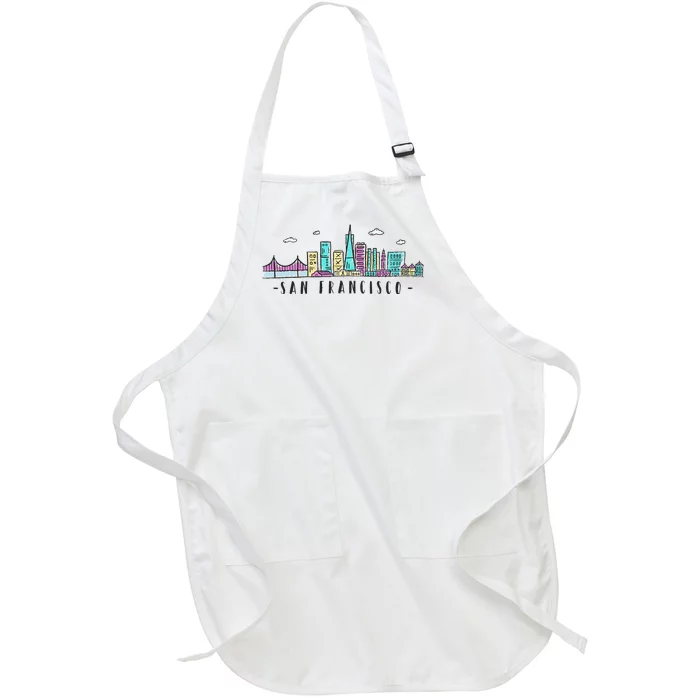 San Francisco Skyline Golden Gate Brigde California Full-Length Apron With Pocket