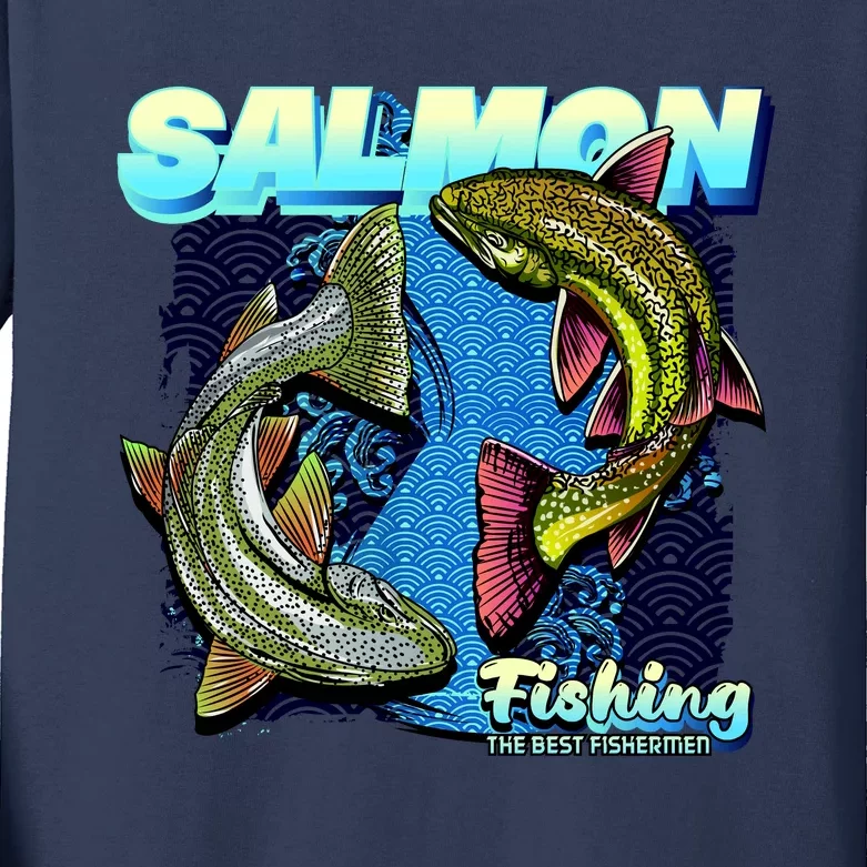 Salmon Fishing Kids Long Sleeve Shirt