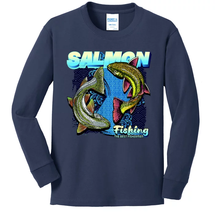 Salmon Fishing Kids Long Sleeve Shirt