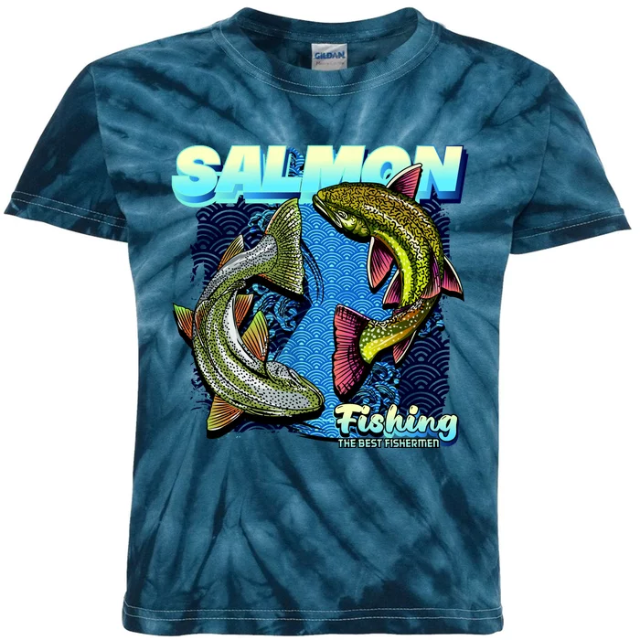 Salmon Fishing Kids Tie-Dye T-Shirt