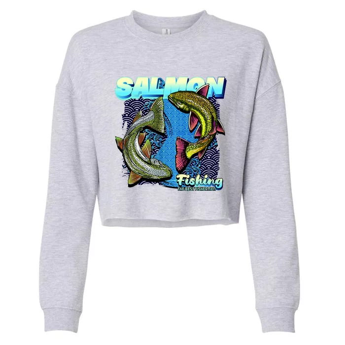 Salmon Fishing Cropped Pullover Crew