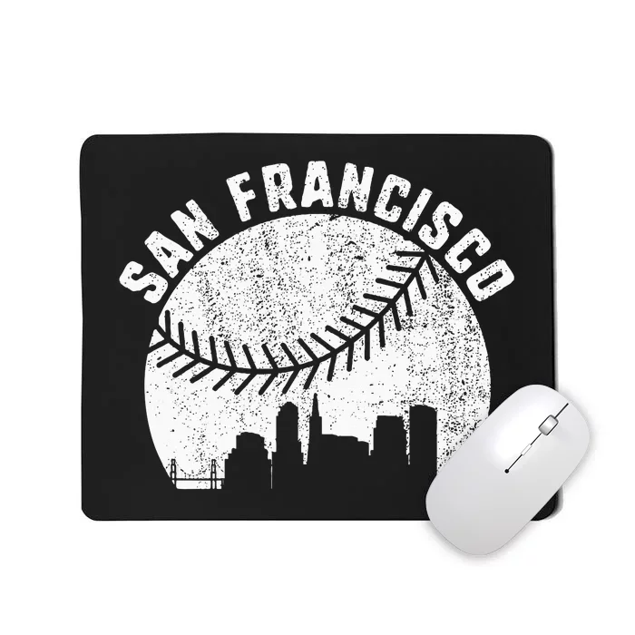 San Francisco Skyline Baseball Vintage California Baseball Mousepad