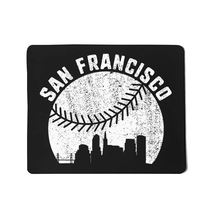 San Francisco Skyline Baseball Vintage California Baseball Mousepad