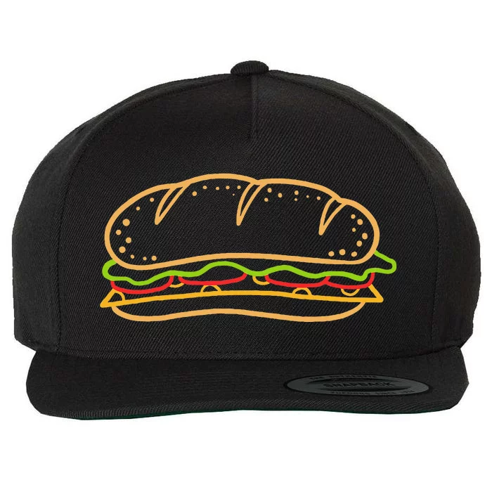 Sandwich Food Wool Snapback Cap