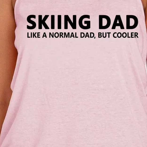 Skiing Father Skiing Dad Gift Women's Knotted Racerback Tank