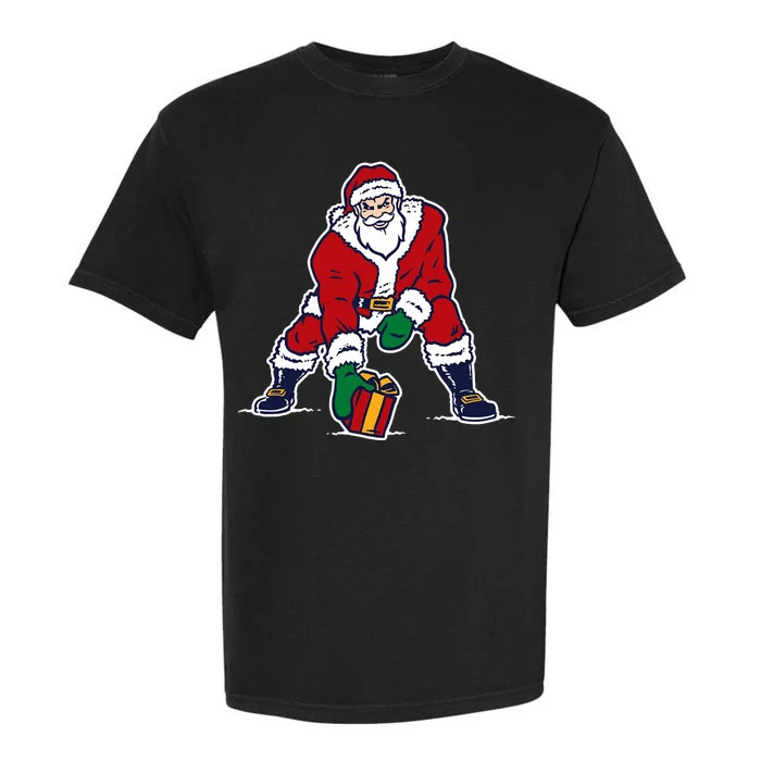 Santa Football Spike Present Garment-Dyed Heavyweight T-Shirt