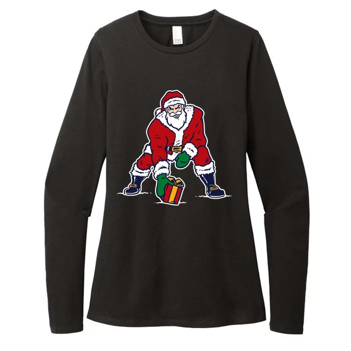 Santa Football Spike Present Womens CVC Long Sleeve Shirt