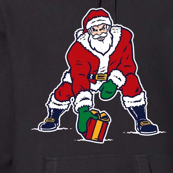 Santa Football Spike Present Premium Hoodie