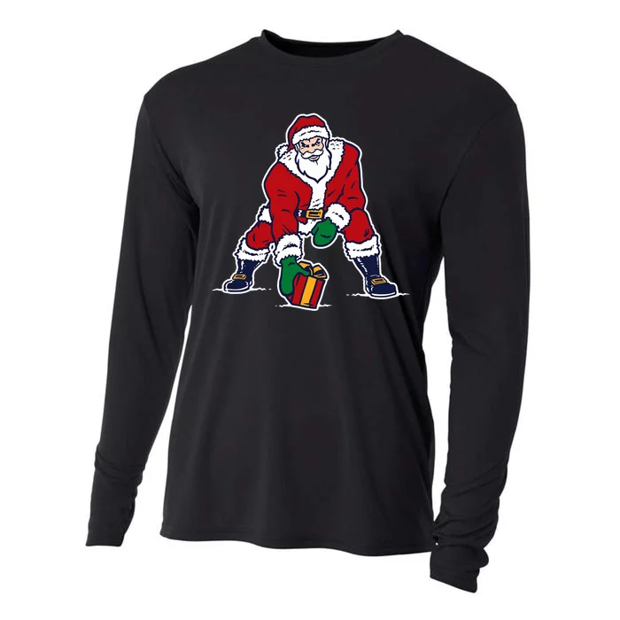 Santa Football Spike Present Cooling Performance Long Sleeve Crew