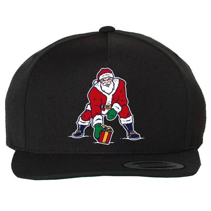 Santa Football Spike Present Wool Snapback Cap