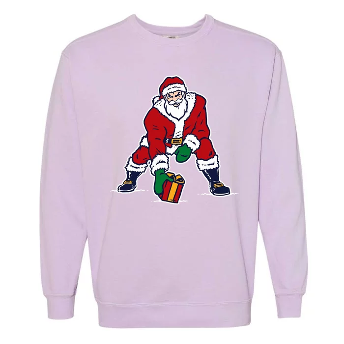 Santa Football Spike Present Garment-Dyed Sweatshirt