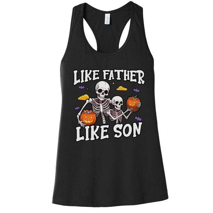 Skeleton Father Son Matching Halloween Costume Women's Racerback Tank