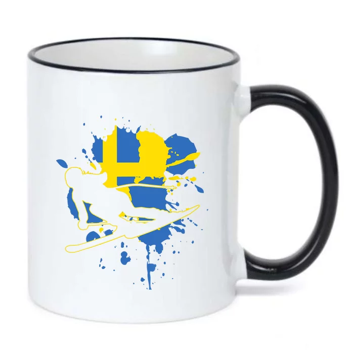 Sweden Flag Skier Swedish Alpine Skiing Black Color Changing Mug