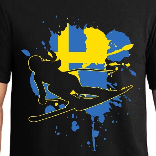 Sweden Flag Skier Swedish Alpine Skiing Pajama Set