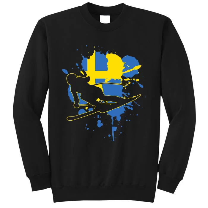 Sweden Flag Skier Swedish Alpine Skiing Tall Sweatshirt