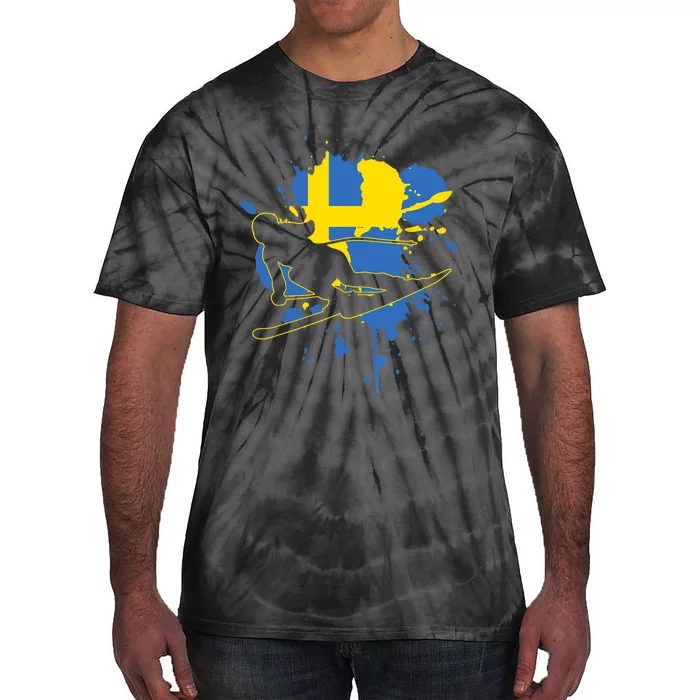 Sweden Flag Skier Swedish Alpine Skiing Tie-Dye T-Shirt