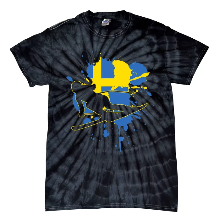 Sweden Flag Skier Swedish Alpine Skiing Tie-Dye T-Shirt