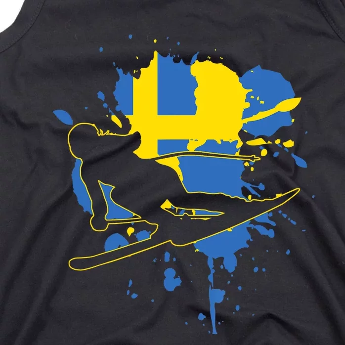 Sweden Flag Skier Swedish Alpine Skiing Tank Top