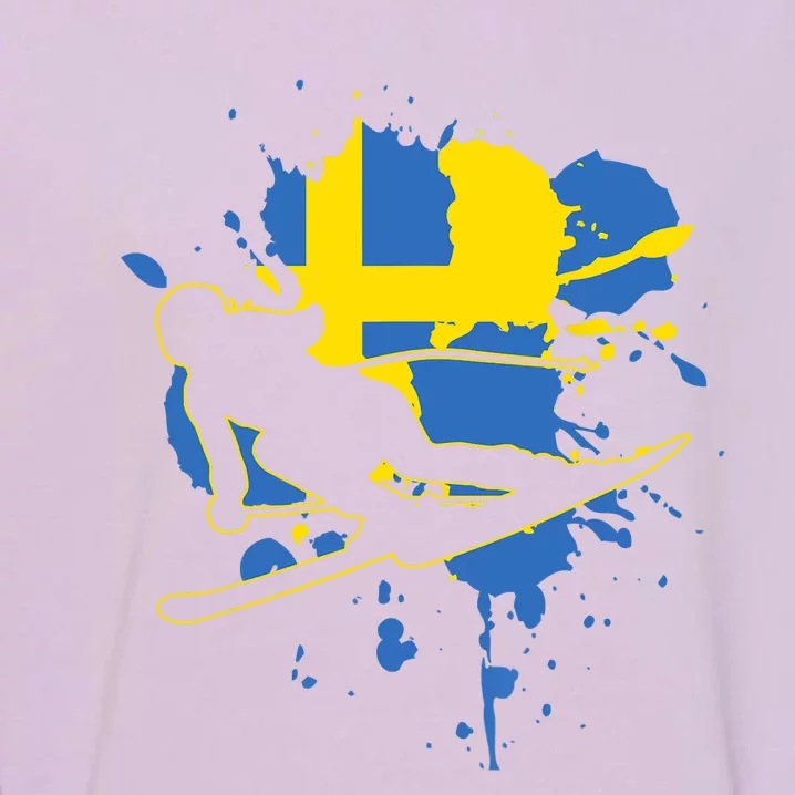 Sweden Flag Skier Swedish Alpine Skiing Garment-Dyed Sweatshirt