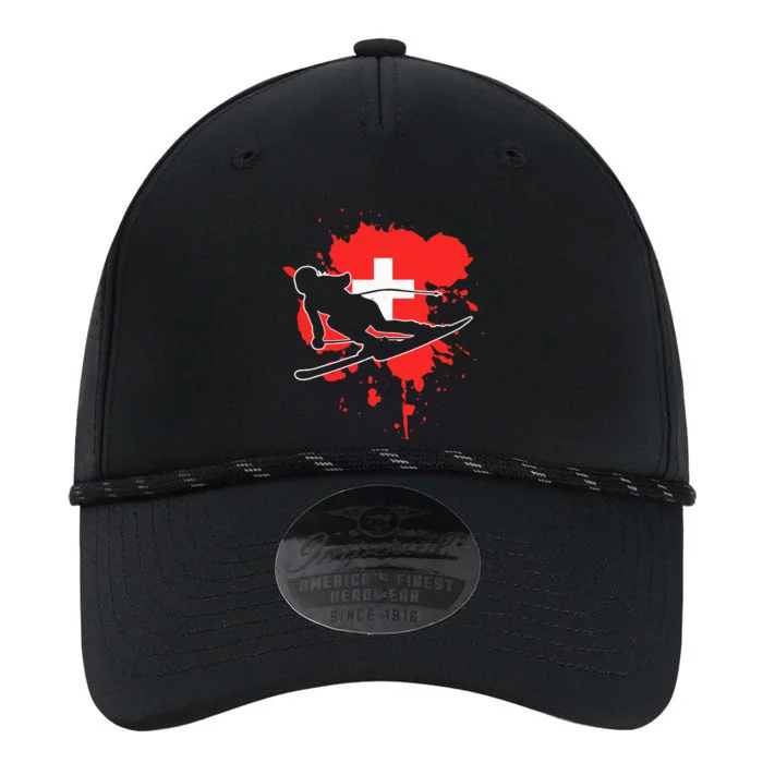 Switzerland Flag Skier Swiss Alpine Skiing Performance The Dyno Cap