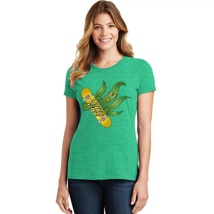 Sativa Fire Skateboarding Leaf Premium Women's T-Shirt