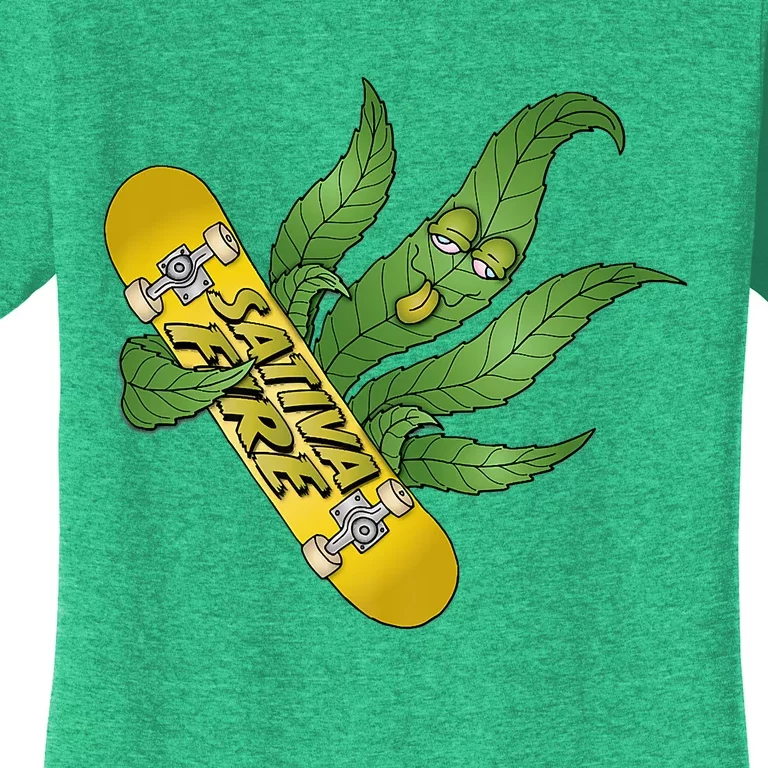 Sativa Fire Skateboarding Leaf Premium Women's T-Shirt