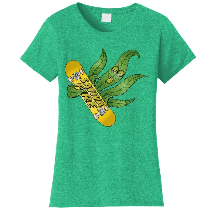 Sativa Fire Skateboarding Leaf Premium Women's T-Shirt