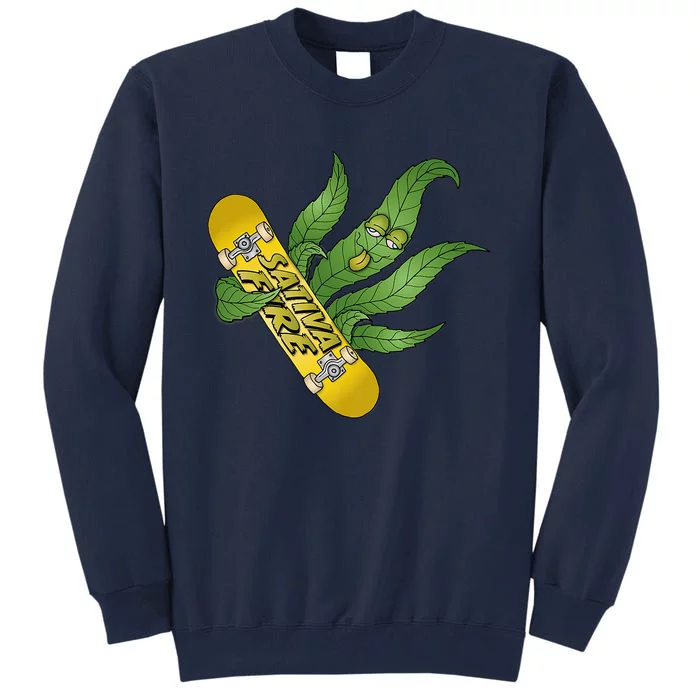 Sativa Fire Skateboarding Leaf Premium Tall Sweatshirt