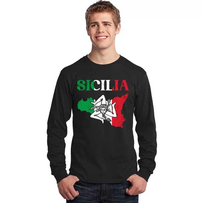 Sicilia Flag Sicily Palermo Italy Tall Long Sleeve T-Shirt