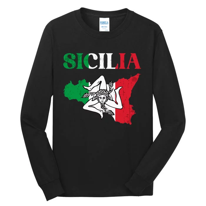 Sicilia Flag Sicily Palermo Italy Tall Long Sleeve T-Shirt