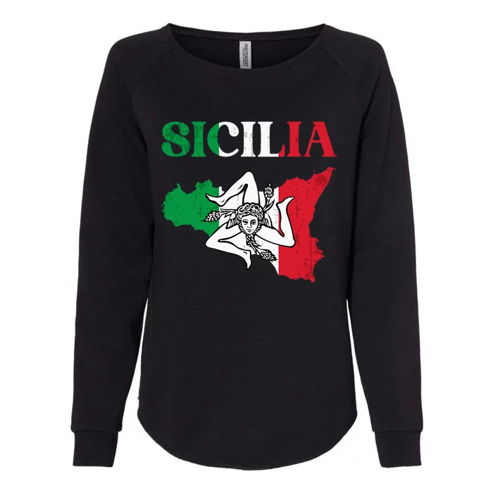 Sicilia Flag Sicily Palermo Italy Womens California Wash Sweatshirt