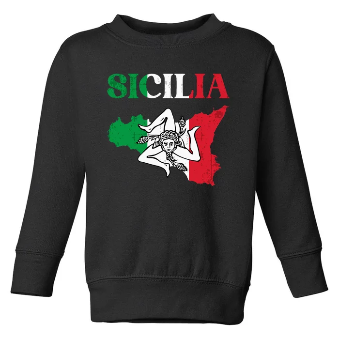 Sicilia Flag Sicily Palermo Italy Toddler Sweatshirt