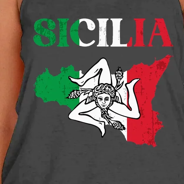 Sicilia Flag Sicily Palermo Italy Women's Knotted Racerback Tank