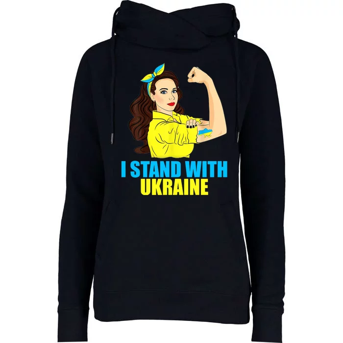 Strong Female Support Ukraine I Stand With Ukraine Womens Funnel Neck Pullover Hood