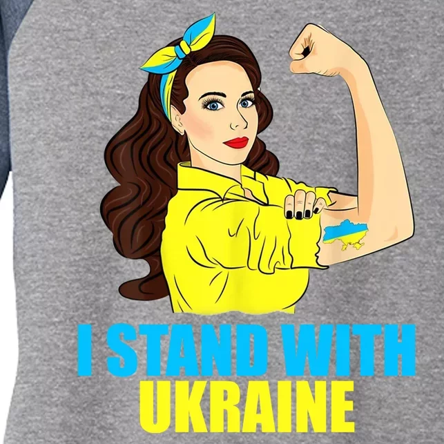 Strong Female Support Ukraine I Stand With Ukraine Women's Tri-Blend 3/4-Sleeve Raglan Shirt