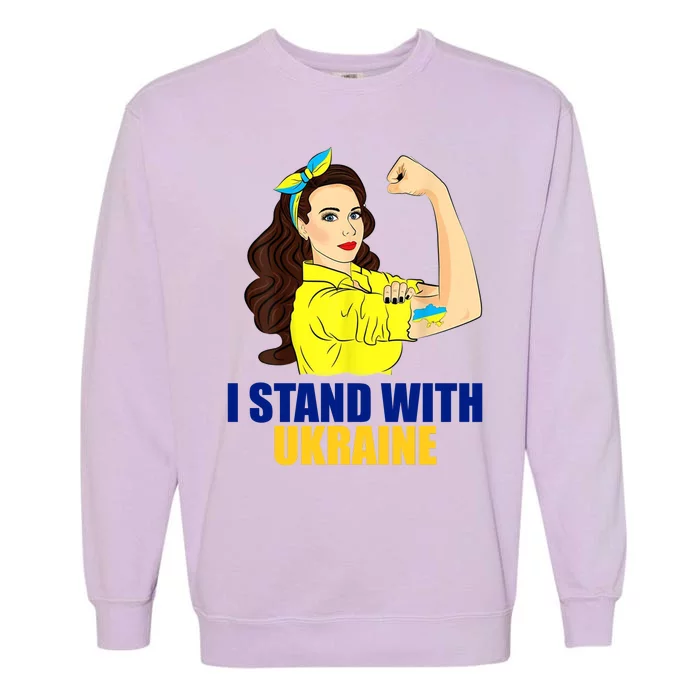 Strong Female Support Ukraine I Stand With Ukraine Garment-Dyed Sweatshirt