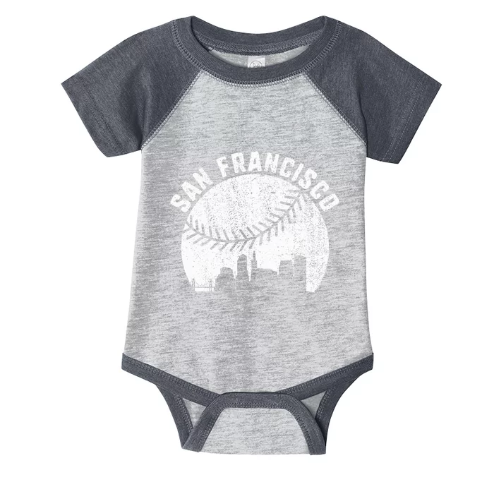 San Francisco Skyline Baseball Vintage California Baseball Infant Baby Jersey Bodysuit