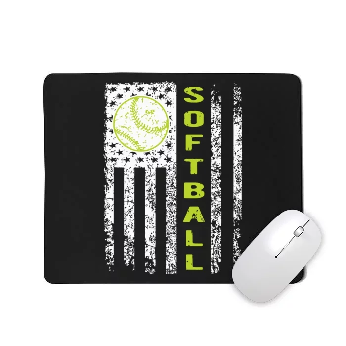 Softball Flag Softball Coach Outfit Softball Player Gift Mousepad