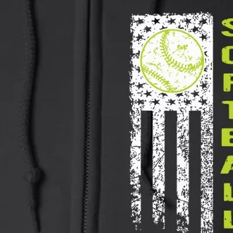 Softball Flag Softball Coach Outfit Softball Player Gift Full Zip Hoodie