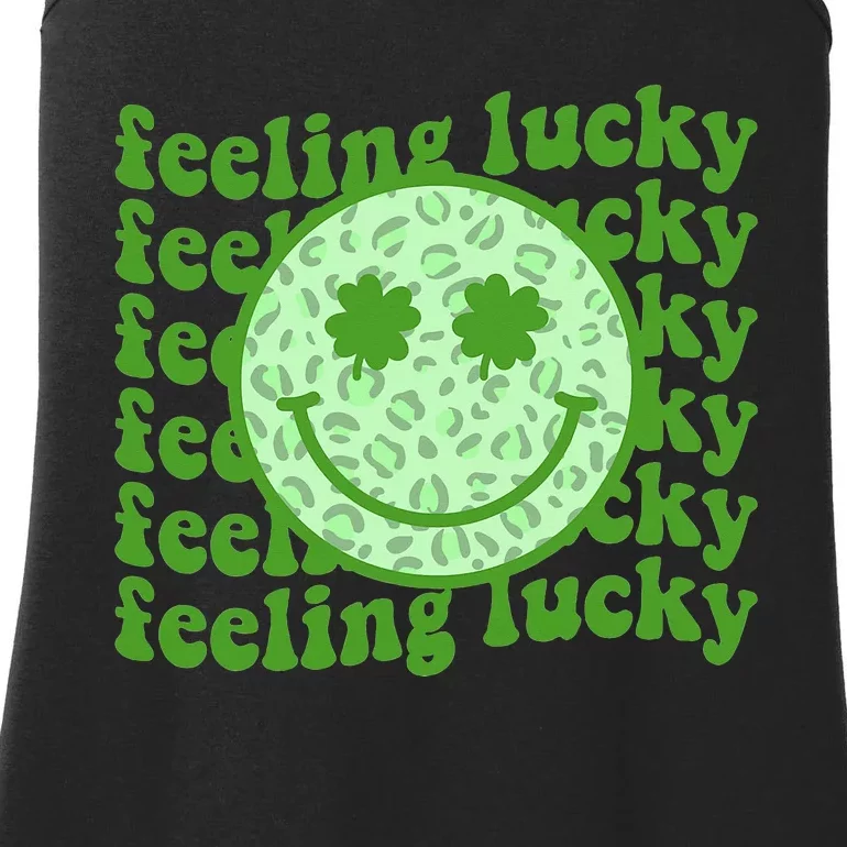 Smiling Face Shamrock Green Clover Ladies Essential Tank