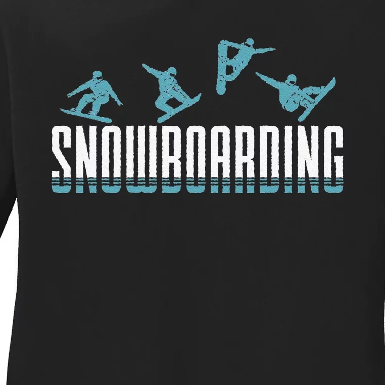 Snowboarding funny Snowboard Snowboarders slopes Ladies Long Sleeve Shirt