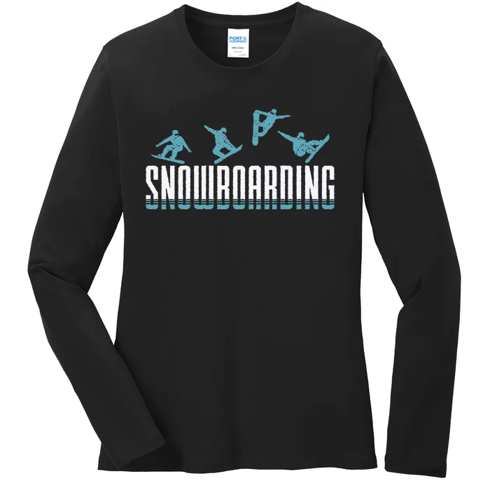 Snowboarding funny Snowboard Snowboarders slopes Ladies Long Sleeve Shirt