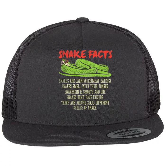 Snake Facts Snake Lover Reptile Lover Flat Bill Trucker Hat