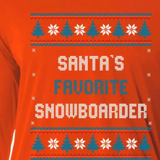 Santas Favorite Snowboarder Christmas Snowboard Funny Cool Gift Cooling Performance Long Sleeve Crew